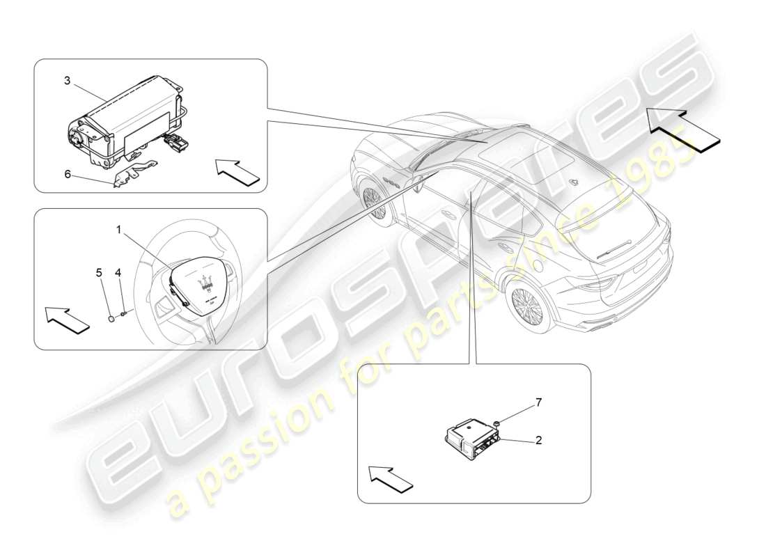 maserati levante modena (2022) front airbag system part diagram