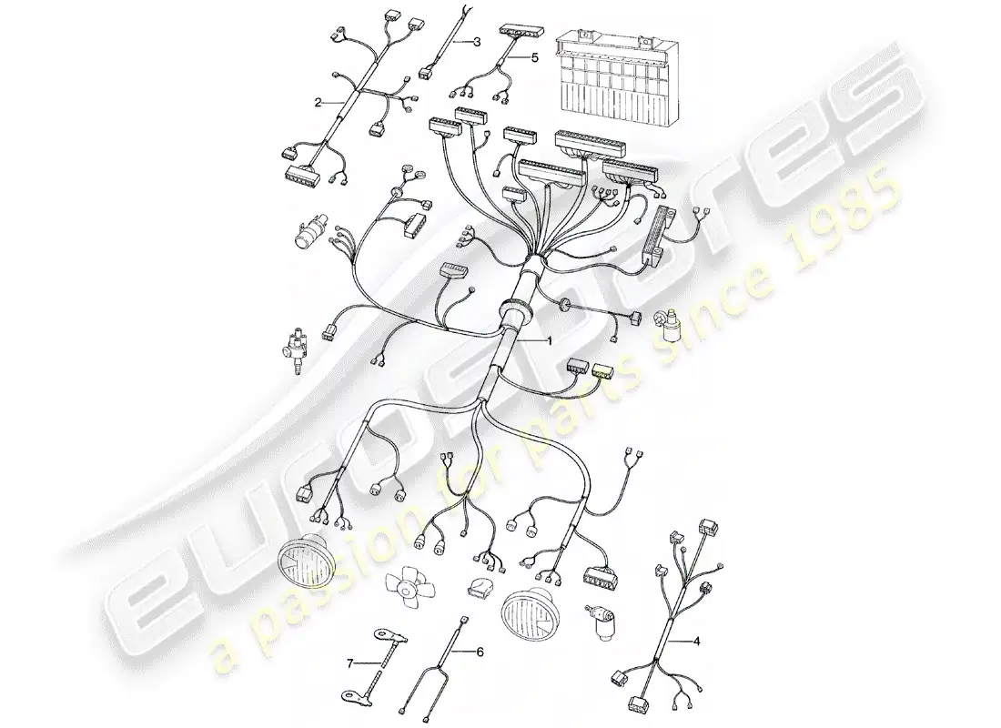 porsche 1982 (924) wiring harnesses - engine bay parts diagram