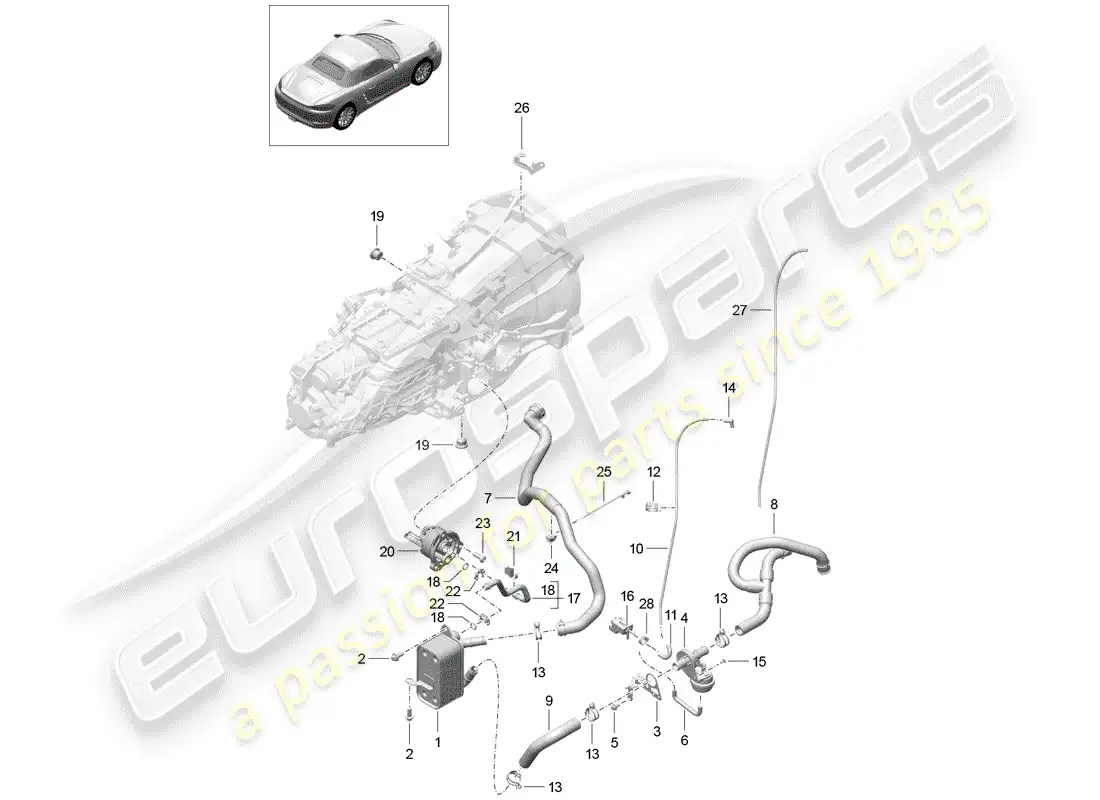porsche 2018 (718 boxster) manual gearbox parts diagram