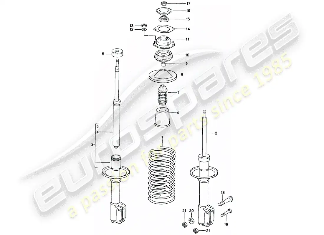 porsche 1983 (924) suspension - vibration damper parts diagram