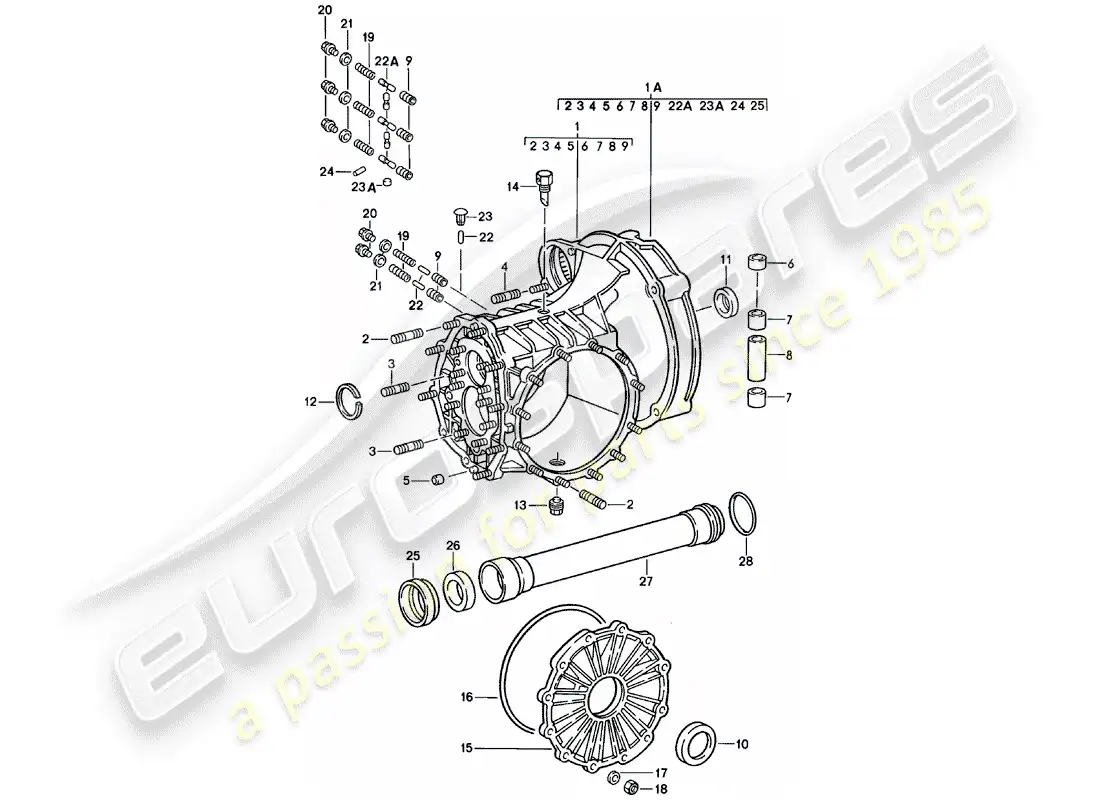 porsche 1982 (911) replacement transmission - transmission case parts diagram
