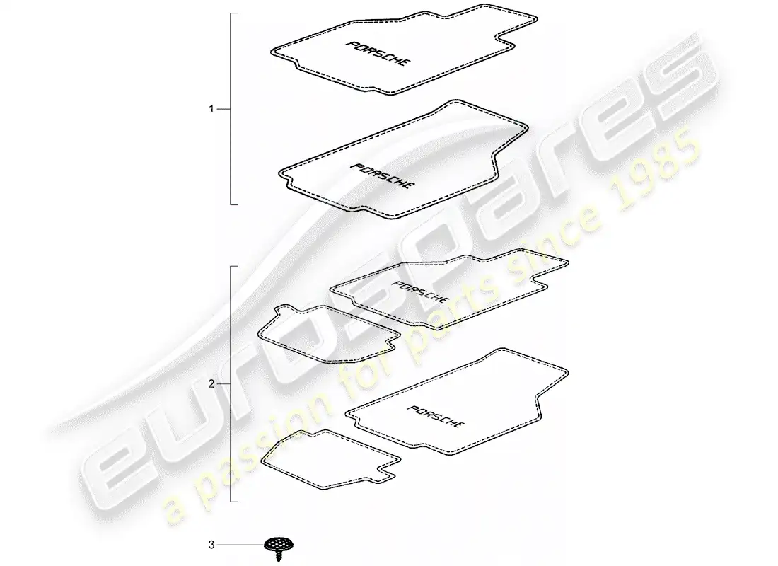 porsche 1999 (tequipment) floor mats parts diagram