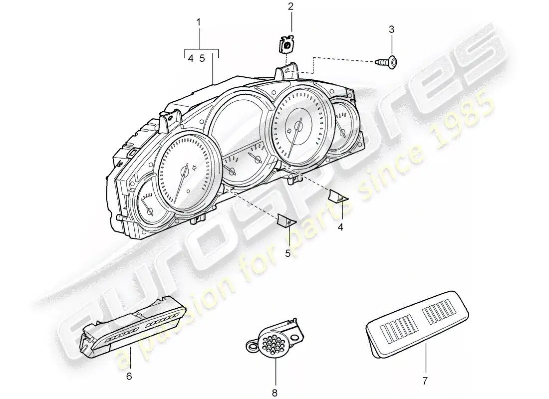 porsche 2008 (cayenne e1 9pa) instruments parts diagram