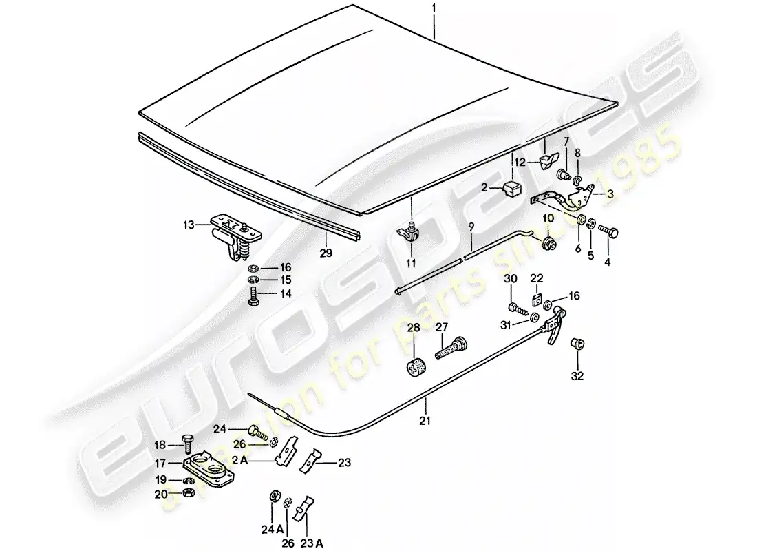 porsche 1979 (924) cover - actuator - lid lock parts diagram