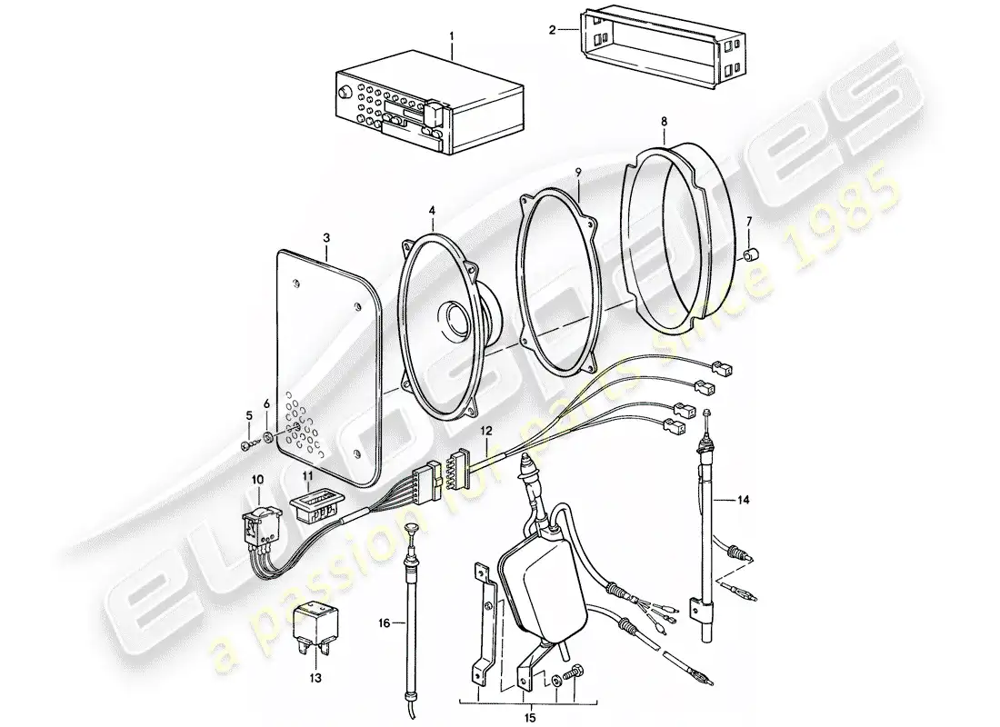 porsche 1987 (924s) radio unit - accessories parts diagram