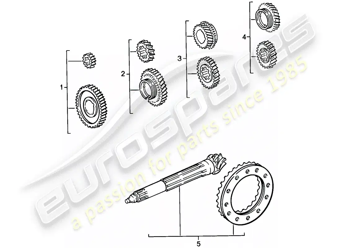 porsche 1987 (911) gear wheel sets - 4-speed parts diagram