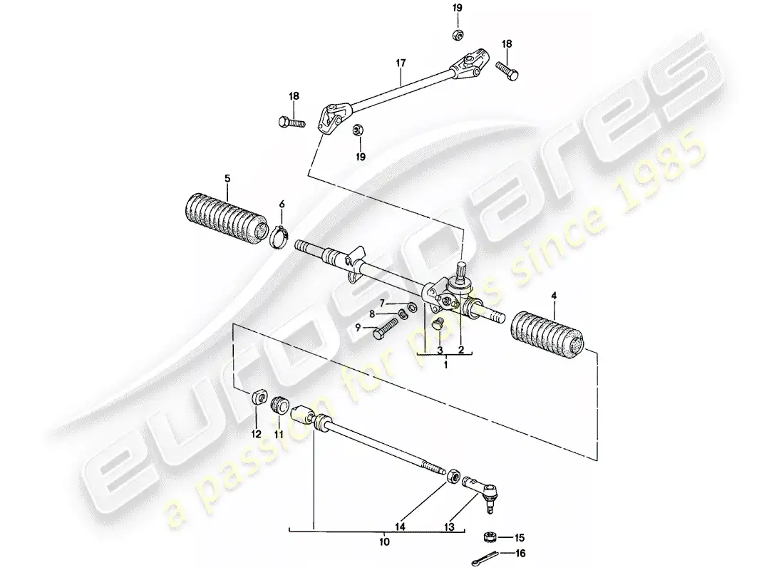 porsche 1983 (924) steering gear - steering track rod parts diagram