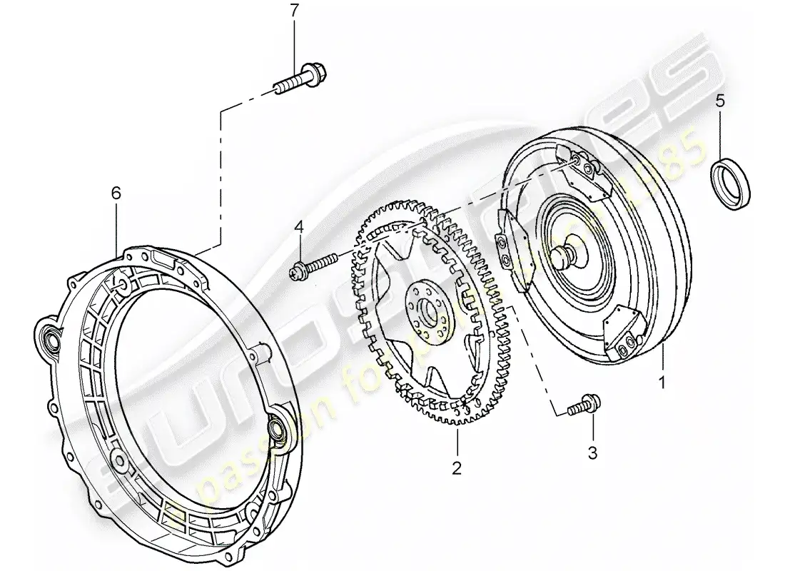 porsche 2005 (996 turbo / gt2) tiptronic - torque converter - driving disk parts diagram