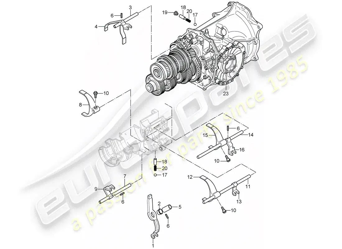 porsche 2008 (997-1) selector shaft parts diagram