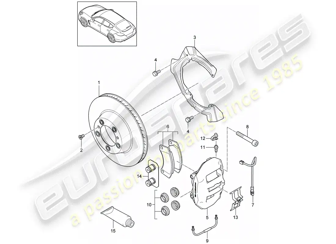 porsche 2014 (panamera 970) disc brakes parts diagram