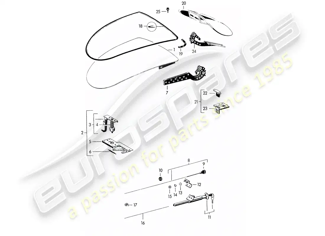 porsche 1954 (356/356a) cover - - and - with installation parts - to fit use workshop material parts diagram