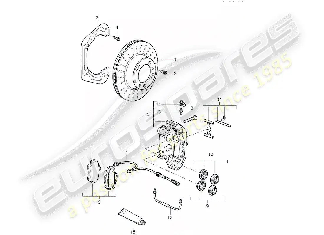 porsche 2005 (997-1) disc brakes parts diagram
