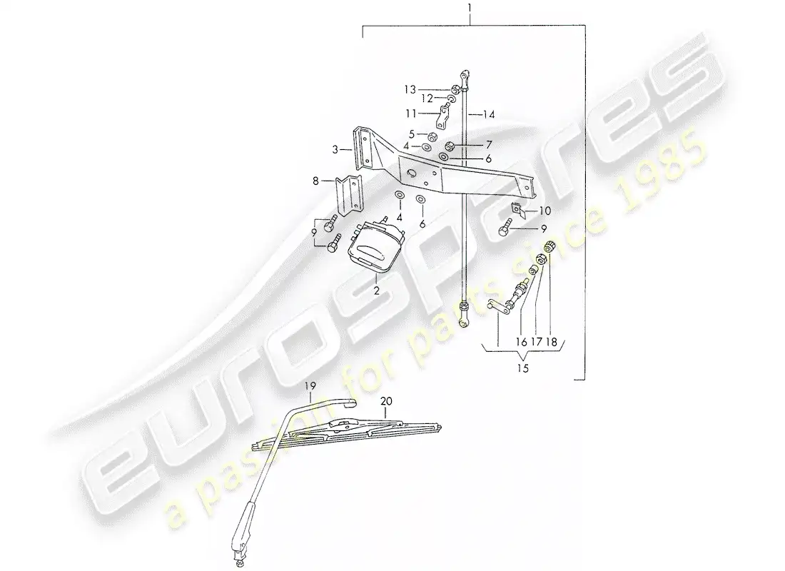porsche 1971 (911) rear window wiper parts diagram