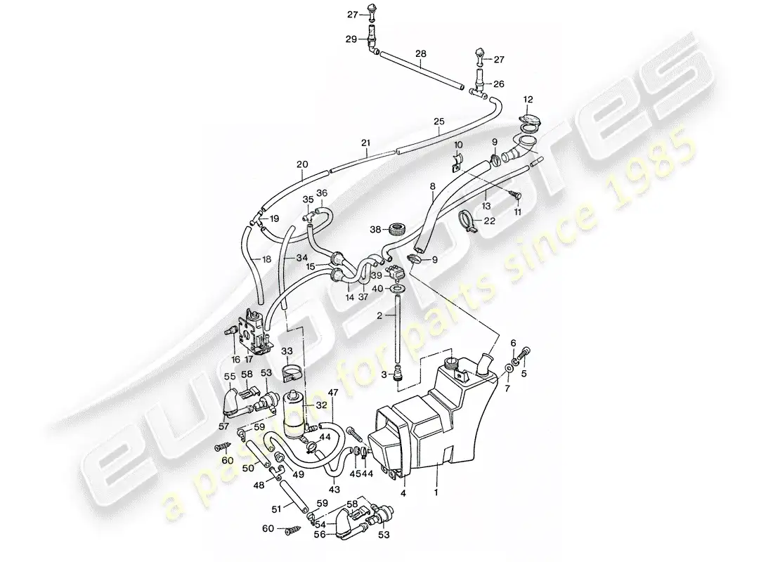 porsche 1977 (911) windshield washer unit - together with - headlight washer system parts diagram