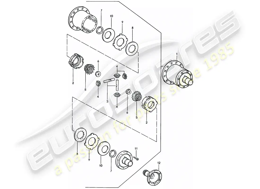 porsche 1988 (924s) limited slip differential parts diagram