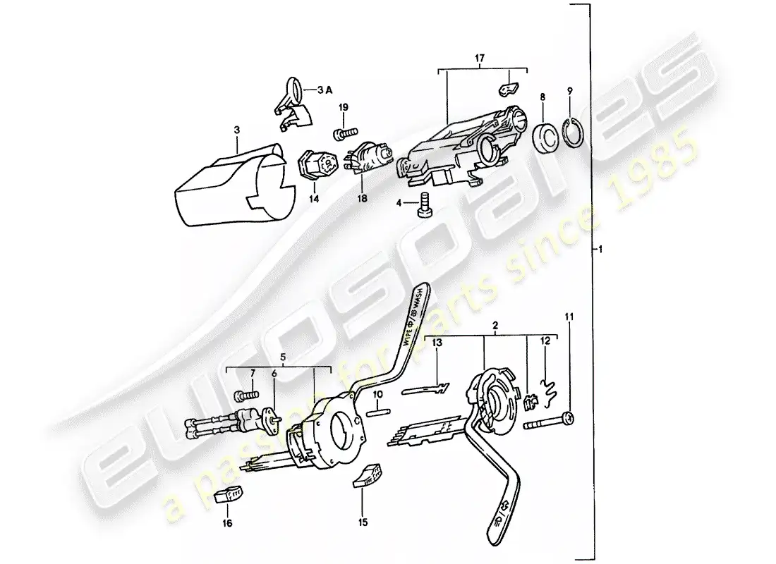 porsche 1983 (924) steering column switch - steering lock - d >> - mj 1980 parts diagram