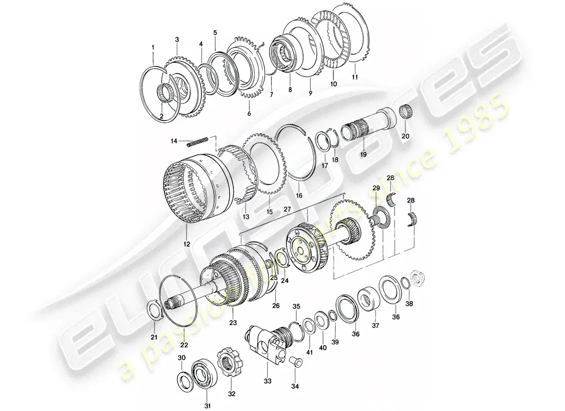 porsche 1981 (928) gears and shafts - 2 - automatic transmission parts diagram