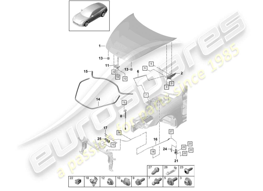 porsche 2021 (panamera 971-1) cover front parts diagram