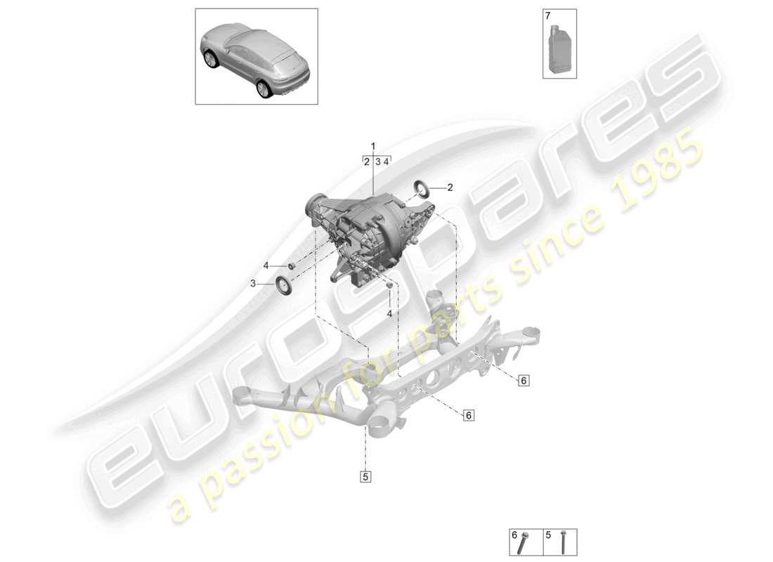 porsche 2021 (macan) rear axle differential parts diagram
