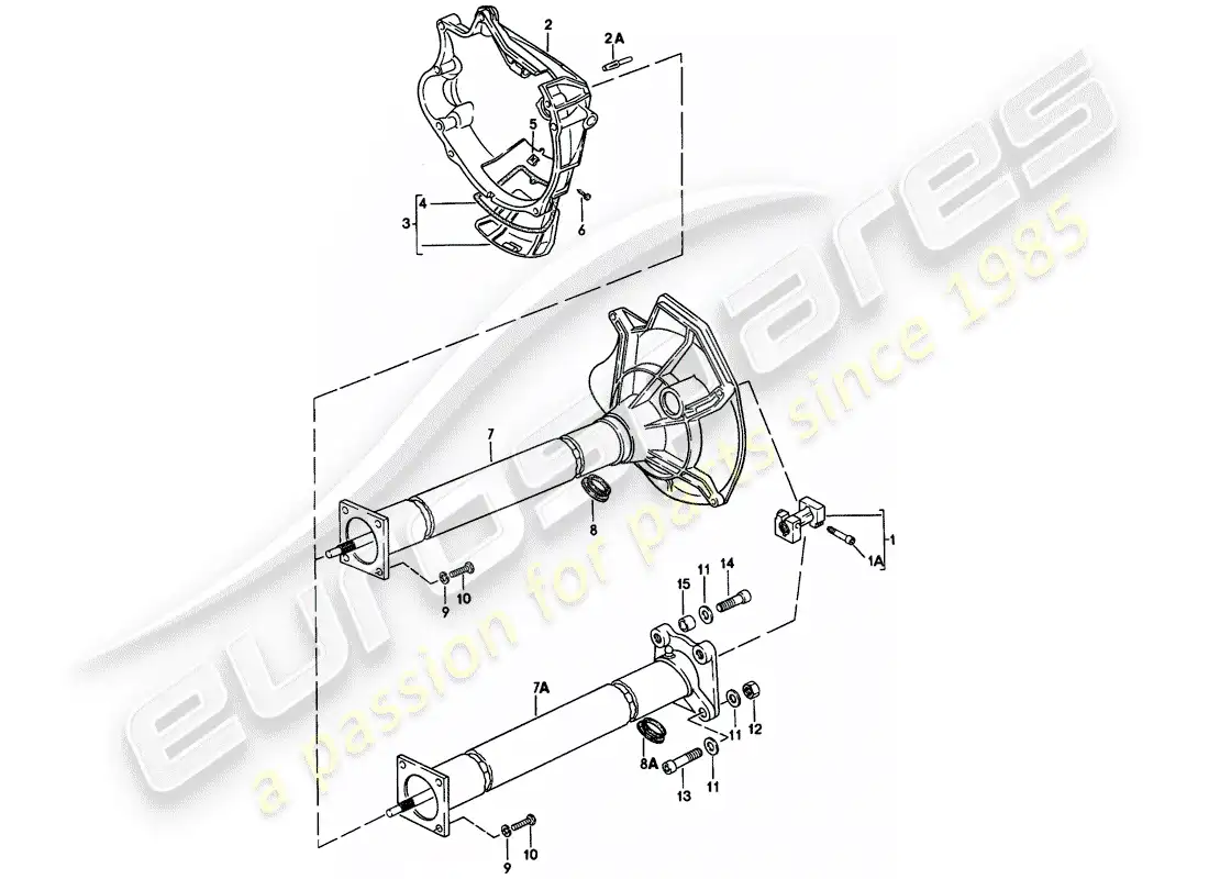 porsche 1979 (924) central tube parts diagram