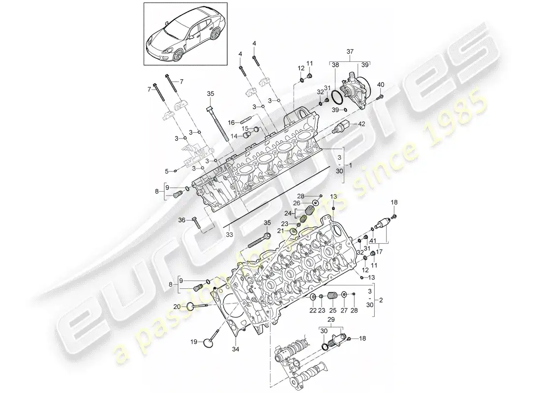 porsche 2014 (panamera 970) cylinder head parts diagram