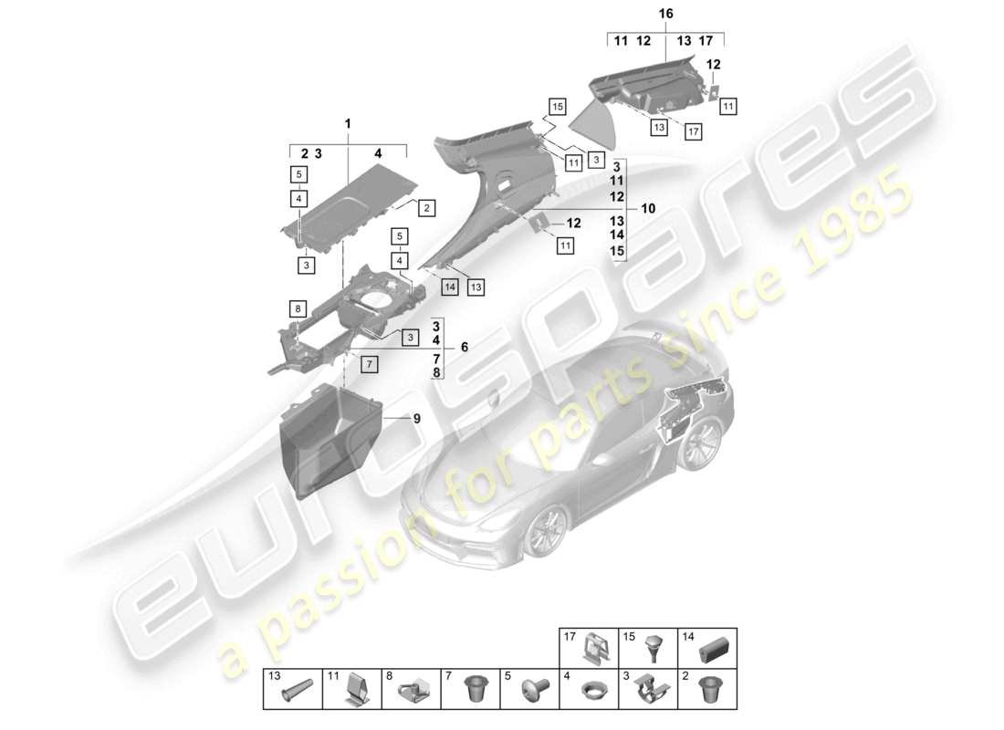 a part diagram from the porsche 2022 (718 cayman gt4) parts catalogue