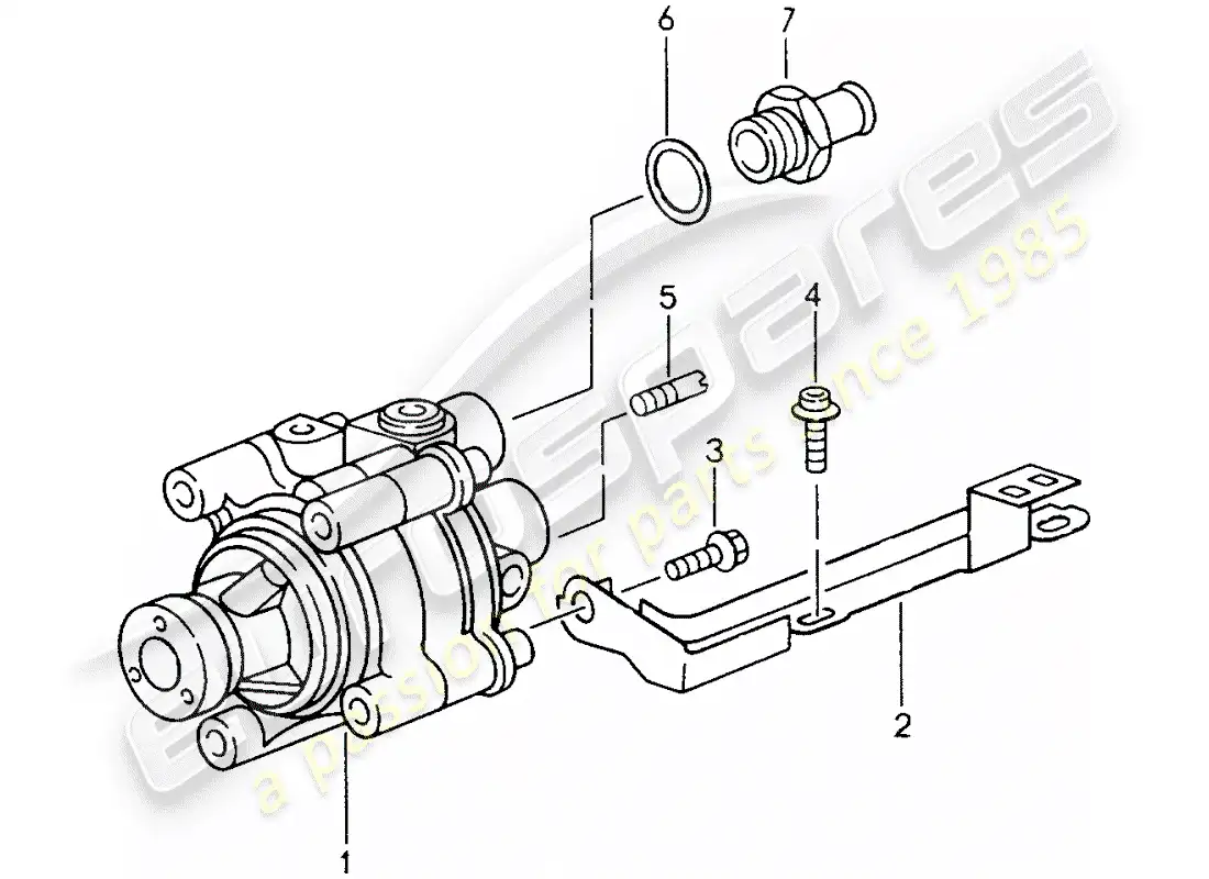 porsche 1995 (993) power steering - power-steering pump parts diagram