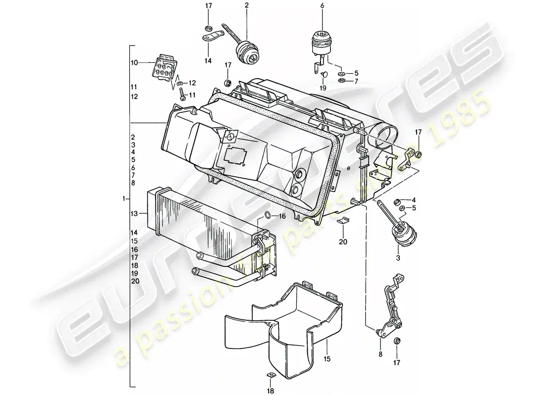 porsche 1981 (928) heater parts diagram