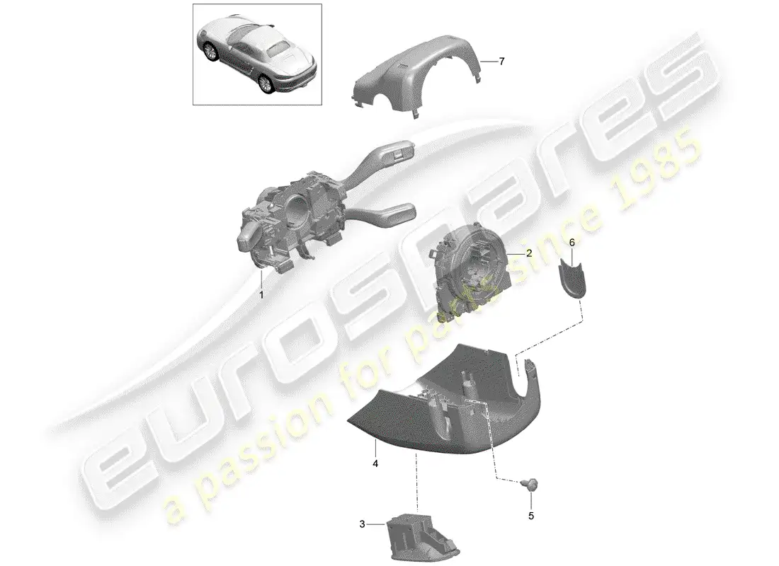 porsche 2018 (718 boxster) steering column switch parts diagram