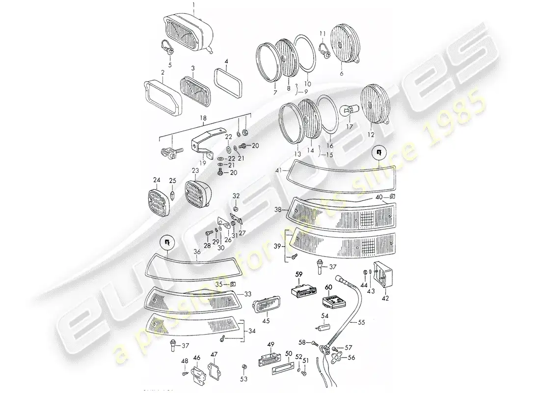 porsche 1971 (911) lighting parts diagram