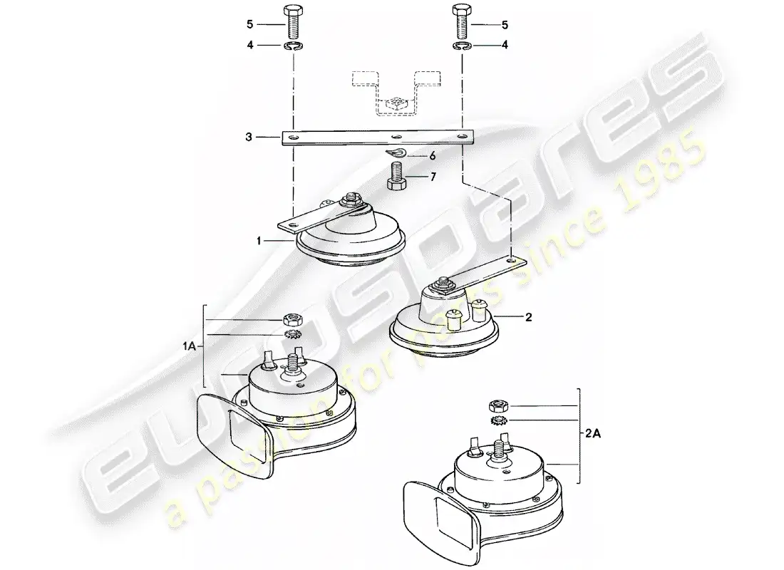 porsche 1983 (924) horn parts diagram
