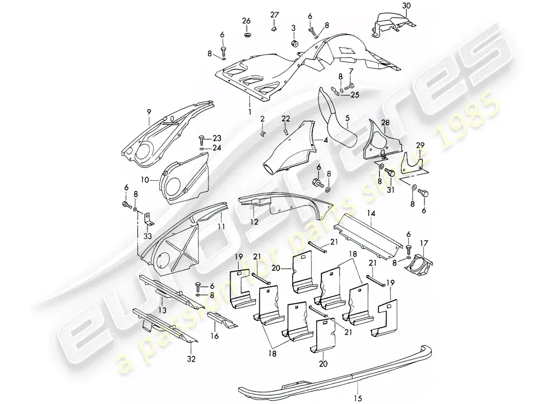 porsche 1971 (911) air duct - and - engine cover parts diagram