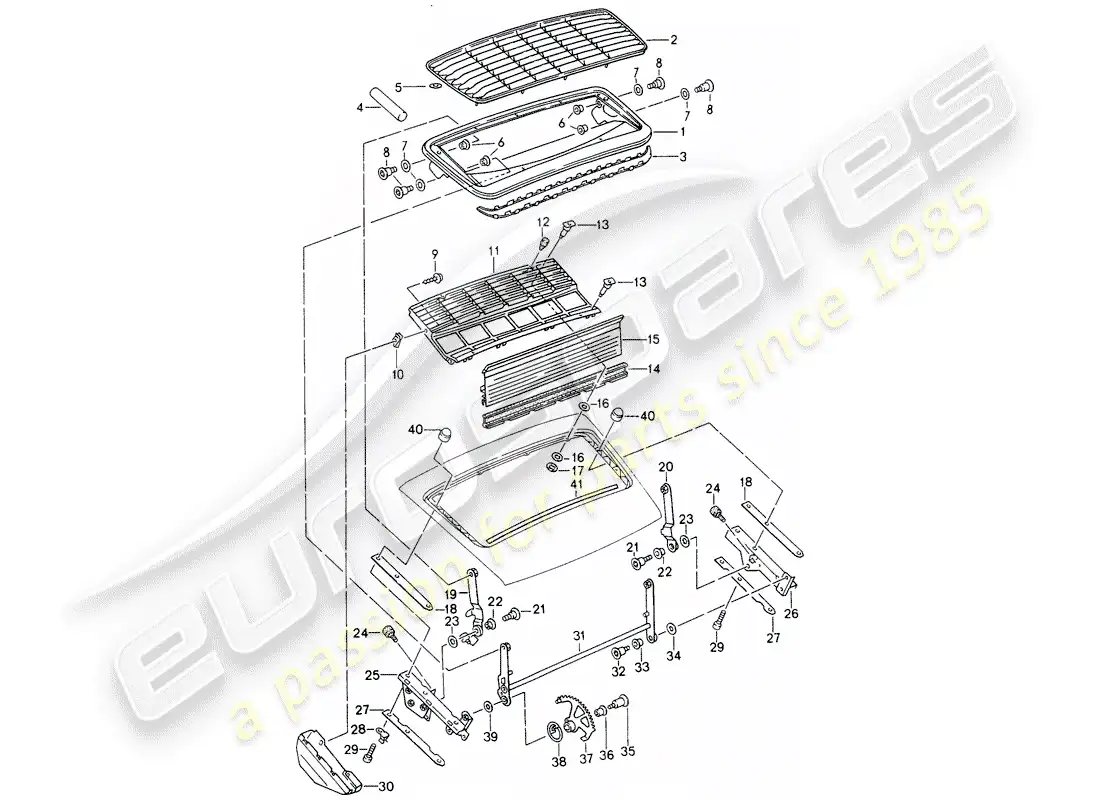porsche 1997 (993) rear spoiler parts diagram