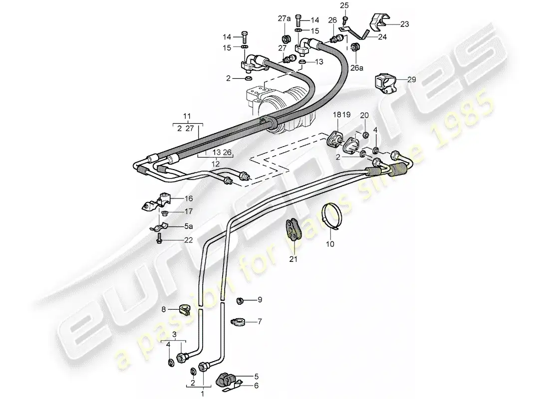 porsche 1997 (993) refrigerant circuit parts diagram