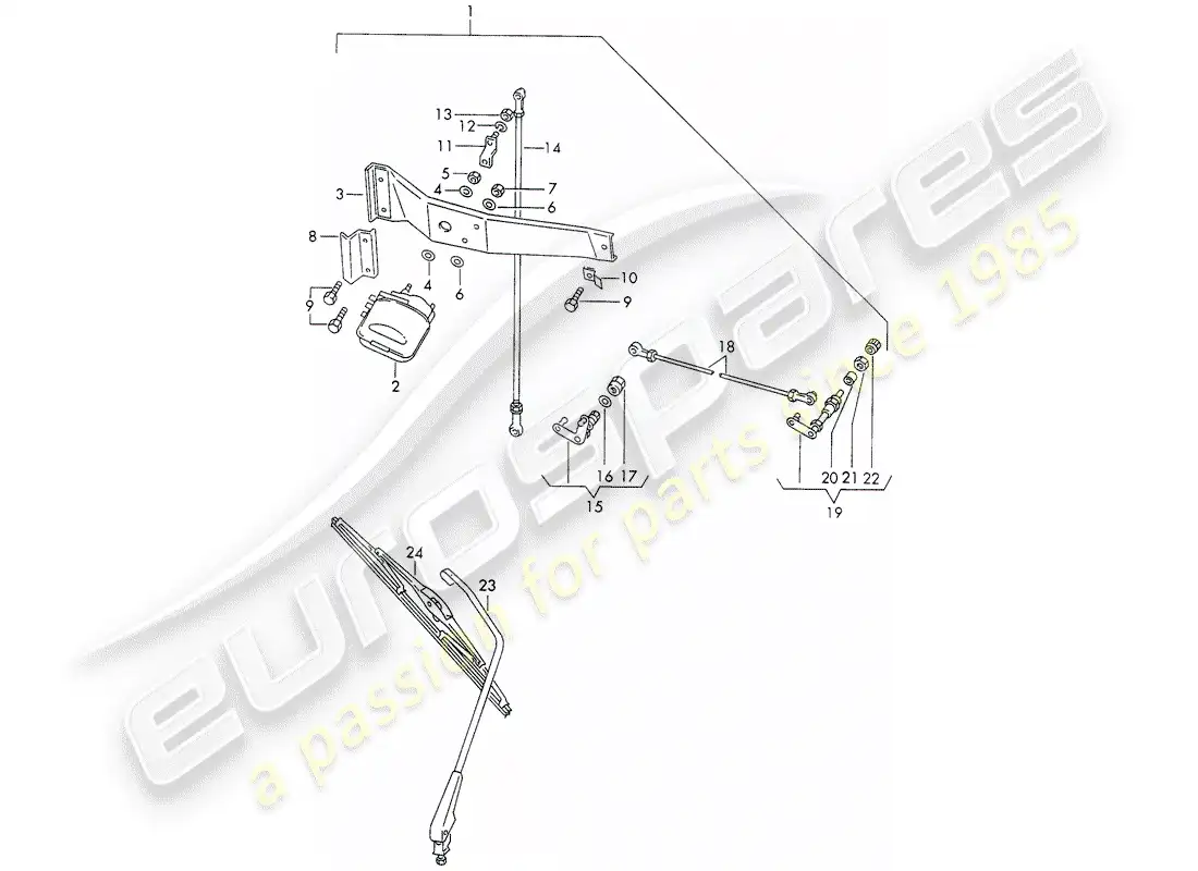 porsche 1971 (911) rear window wiper parts diagram
