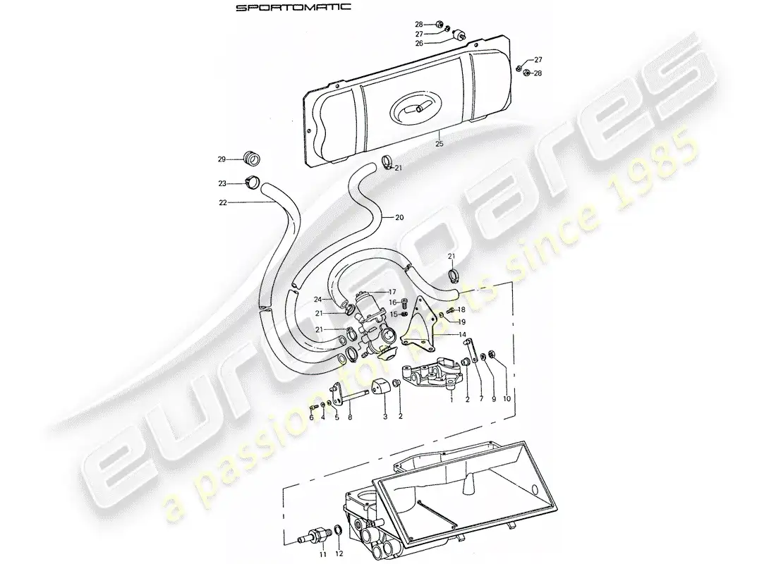 porsche 1975 (911) vacuum system - for - clutch release parts diagram