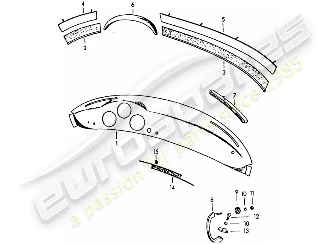 porsche 1957 (356/356a) dashboard parts diagram