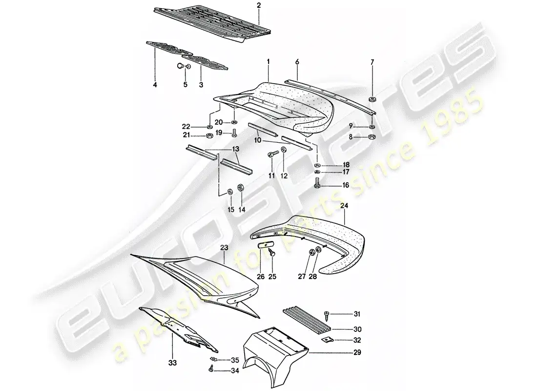porsche 1976 (911) rear spoiler parts diagram
