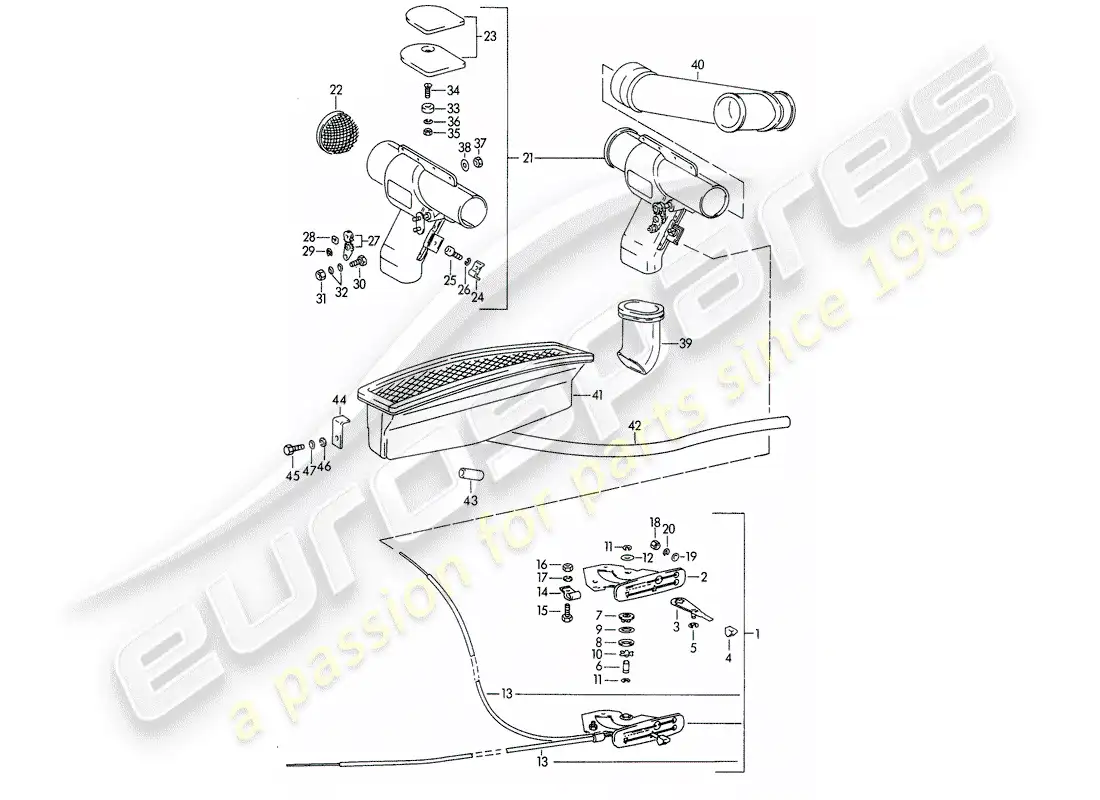 porsche 1963 (356b/356c) ventilation parts diagram