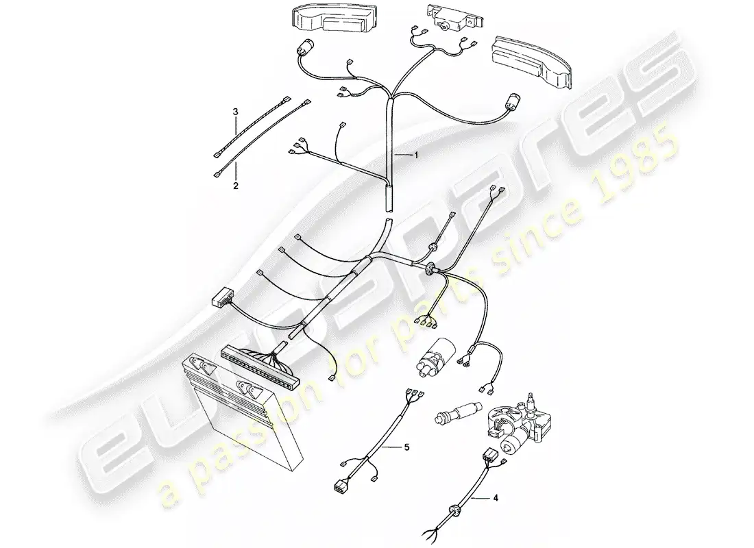 porsche 1983 (924) wiring harnesses - rear end parts diagram