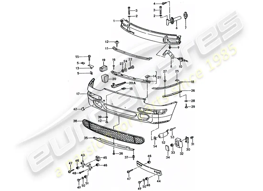 porsche 1997 (993) bumper parts diagram