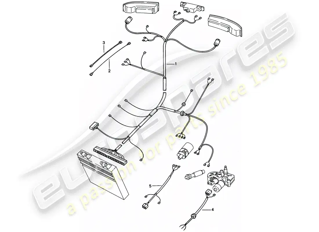 porsche 1988 (924s) wiring harnesses - rear end parts diagram