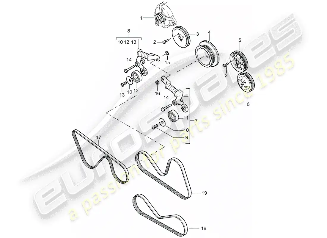 porsche 2005 (carrera gt) belt tensioner - belt drive parts diagram
