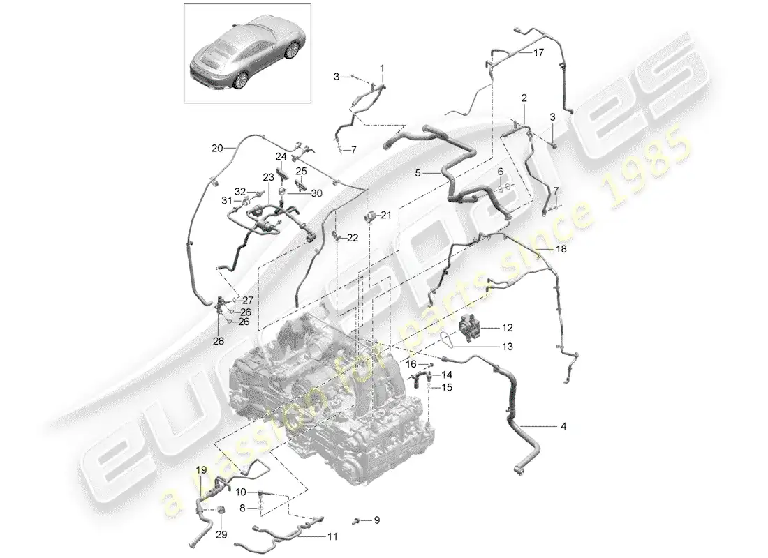 porsche 2018 (991-2) crankcase breather parts diagram