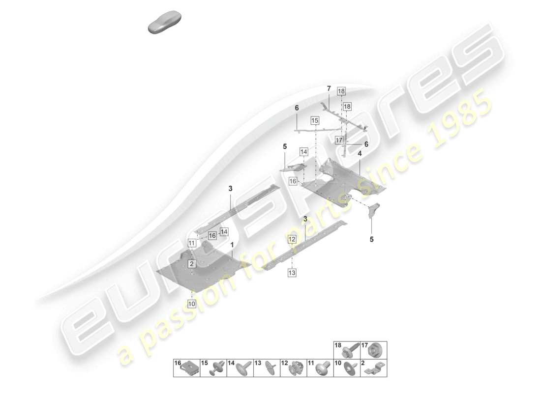 porsche 2022 (taycan 9j1-1) underbody trim part diagram