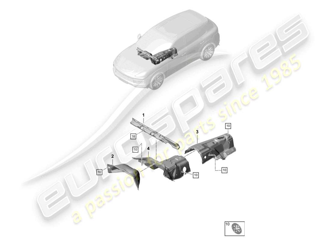 porsche 2023 (cayenne e3 9ya/9yb) sound absorber firewall tunnel part diagram