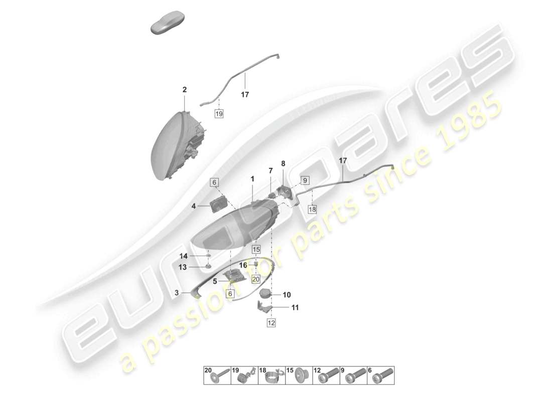 porsche 2022 (panamera 971-2) led headlight basic pdls part diagram