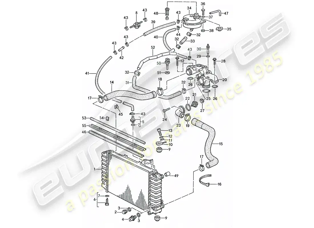 porsche 1988 (928) water cooling 1 parts diagram