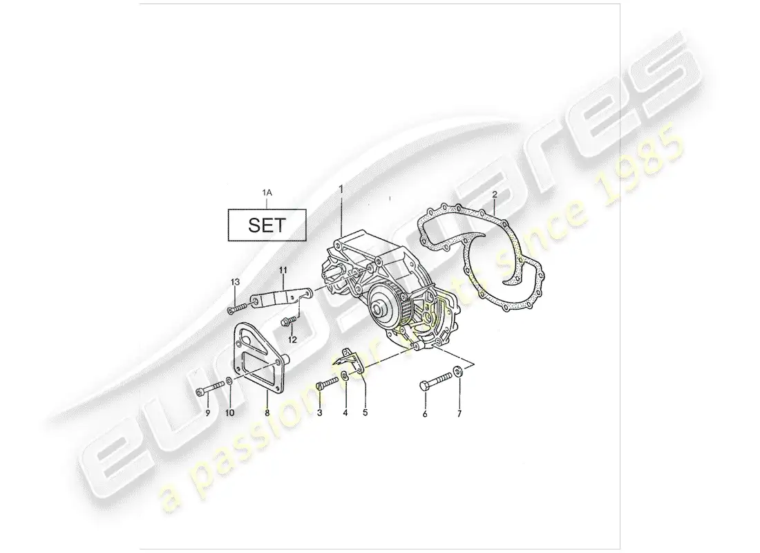 porsche 1988 (928) water pump parts diagram