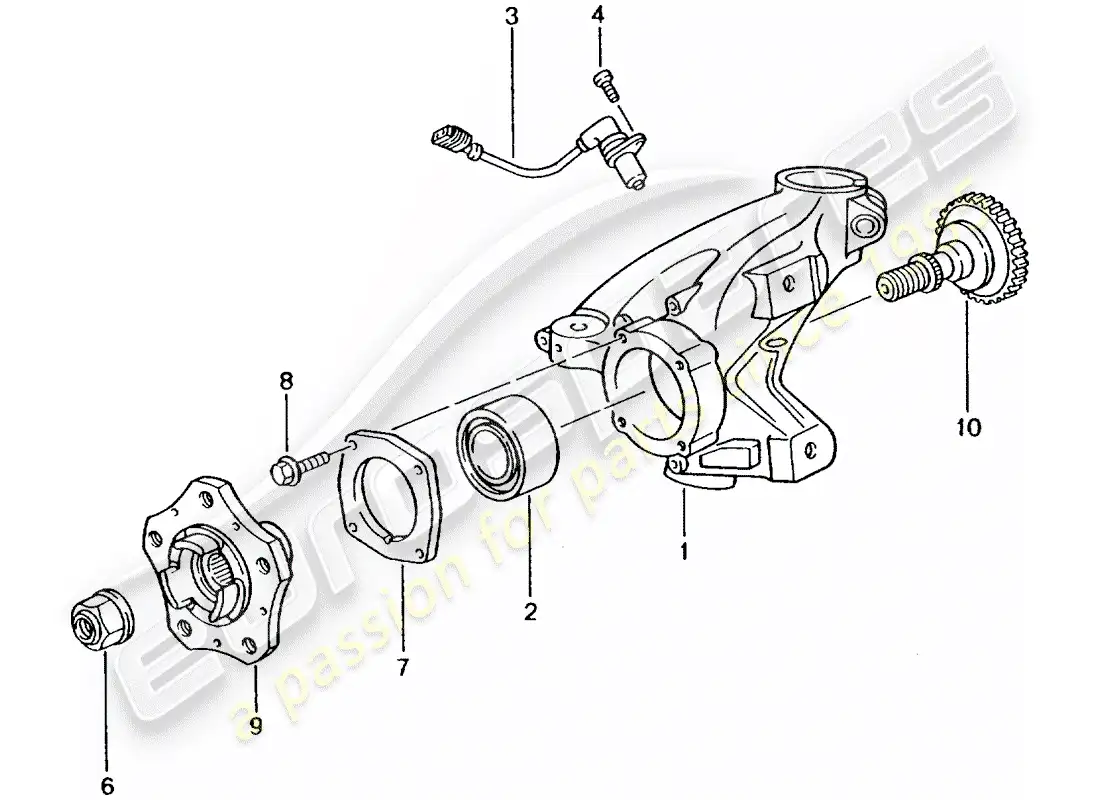 porsche 2001 (996 turbo / gt2) wheel carrier - wheel hub parts diagram